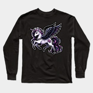 Cosmic unicorn glitter dark pegasus Long Sleeve T-Shirt